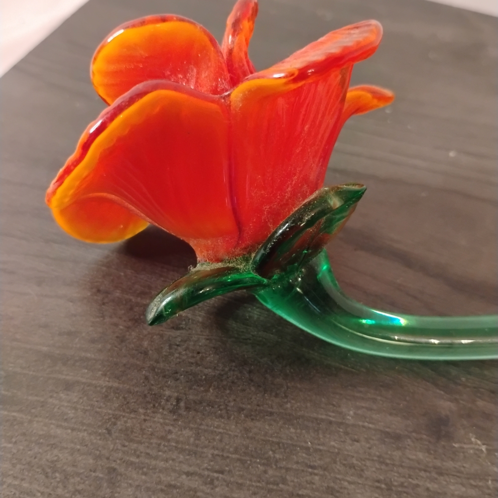 Art Glass Rose & Stem - Picture 3 of 4